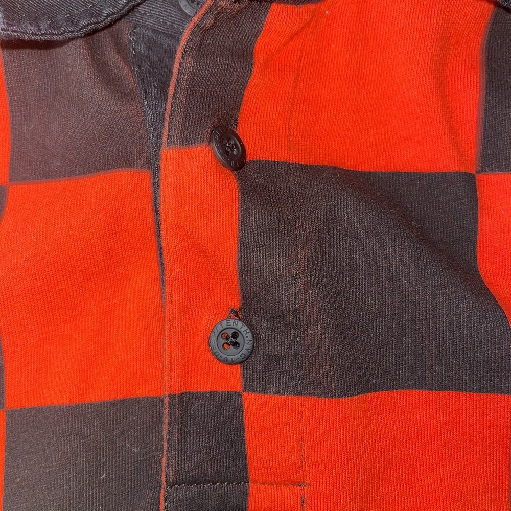 10.Deep Men's Long Sleeve rugby shirt - Manchester Checker - Orange / Black - Picture 10 of 10